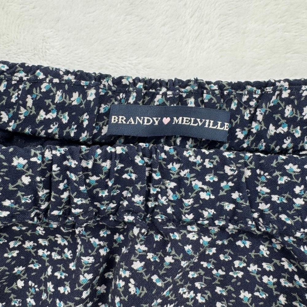 Brandy Melville Floral Maxi Skirt Women OS Navy Blue Fair Tiered Ruffle - Picture 3 of 8